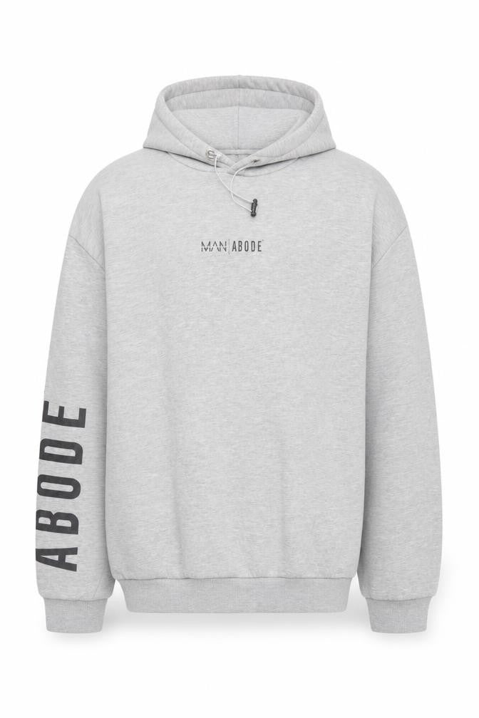 boohooMAN Men’s Grey Pullover Hoodie L Logo Print Fleece
