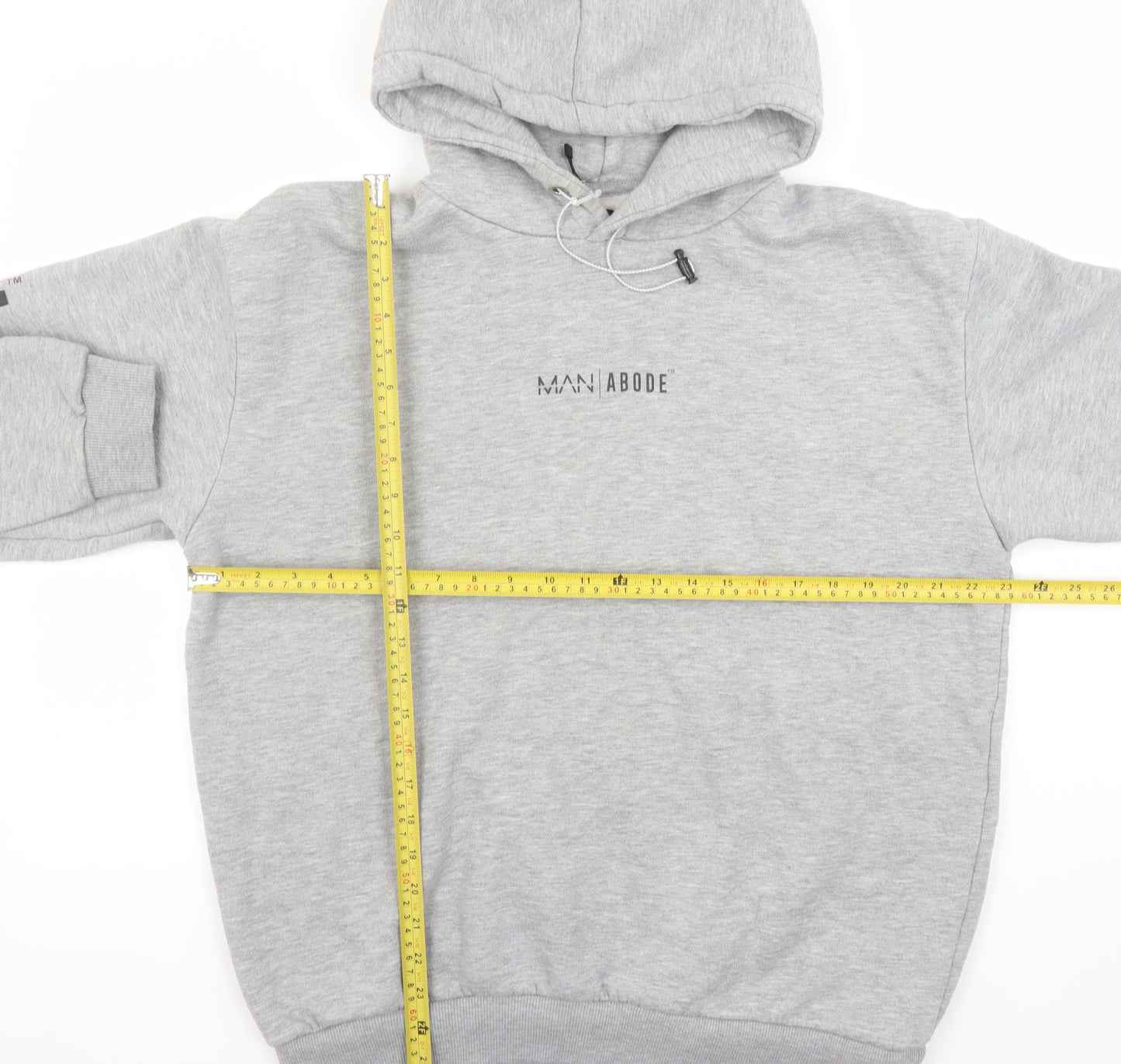 BoohooMAN Men’s Grey Pullover Hoodie L Logo Print Fleece