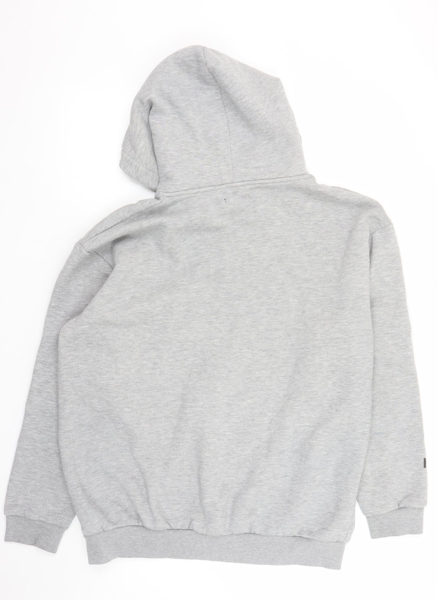 BoohooMAN Men’s Grey Pullover Hoodie L Logo Print Fleece