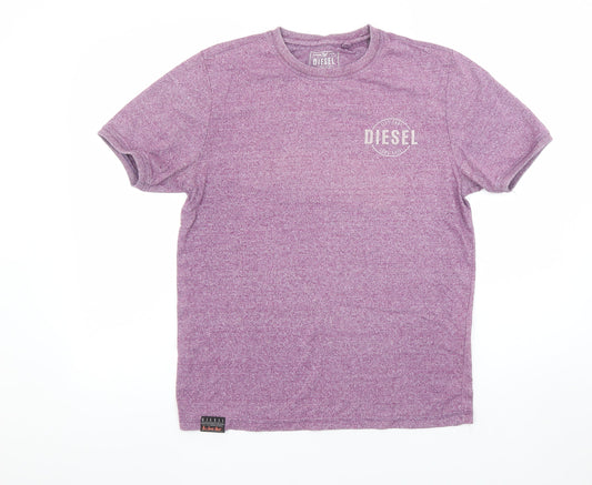 Diesel Men Purple Regular Fit Short Sleeve Crew Neck T-Shirt M