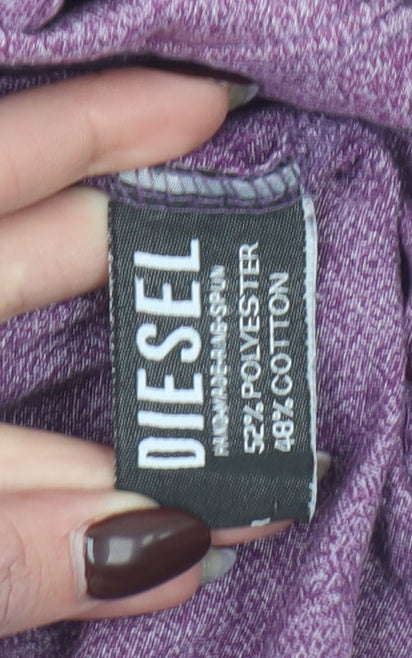 Diesel Men Purple Regular Fit Short Sleeve Crew Neck T-Shirt M