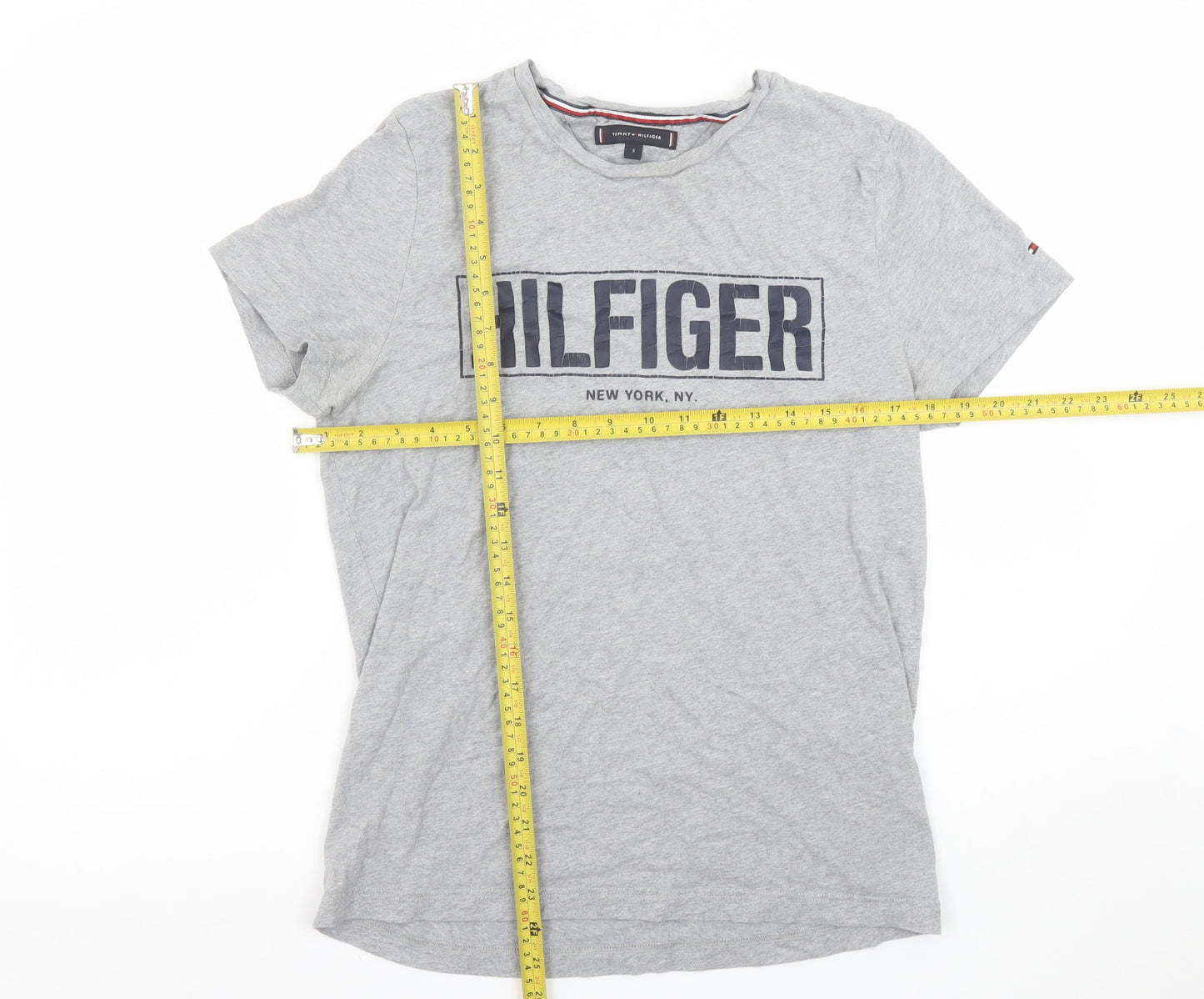 Tommy Hilfiger Women's Grey Cotton Logo T-Shirt Size S