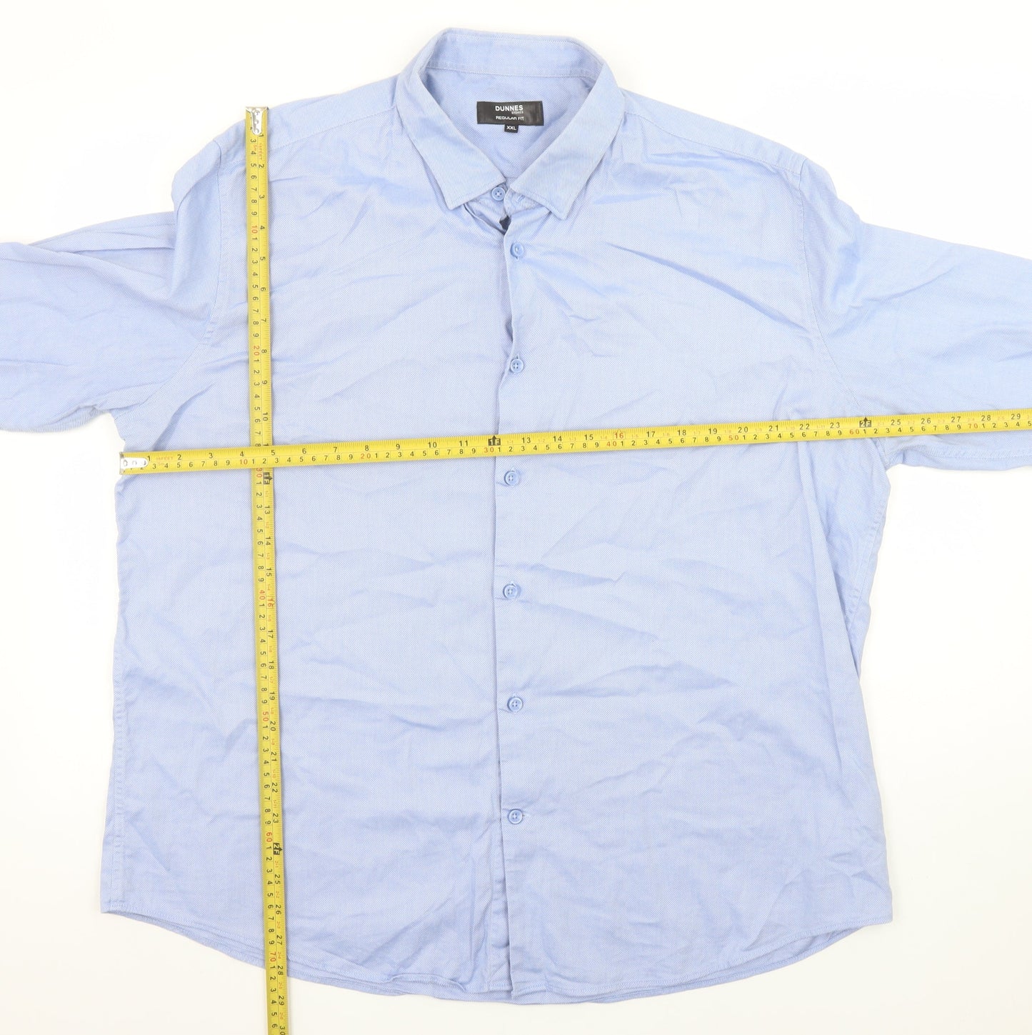 Dunnes Stores Men Blue 2XL Regular Fit Long Sleeve Button-Up Shirt