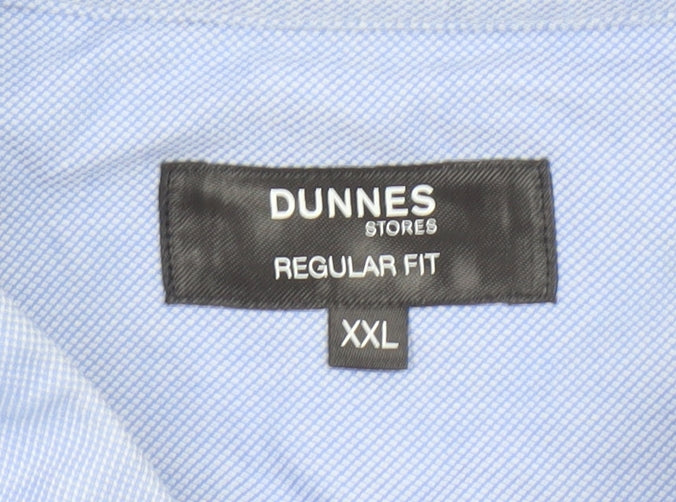 Dunnes Stores Men Blue 2XL Regular Fit Long Sleeve Button-Up Shirt