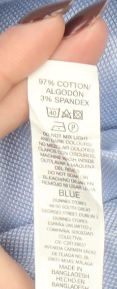 Dunnes Stores Men Blue 2XL Regular Fit Long Sleeve Button-Up Shirt