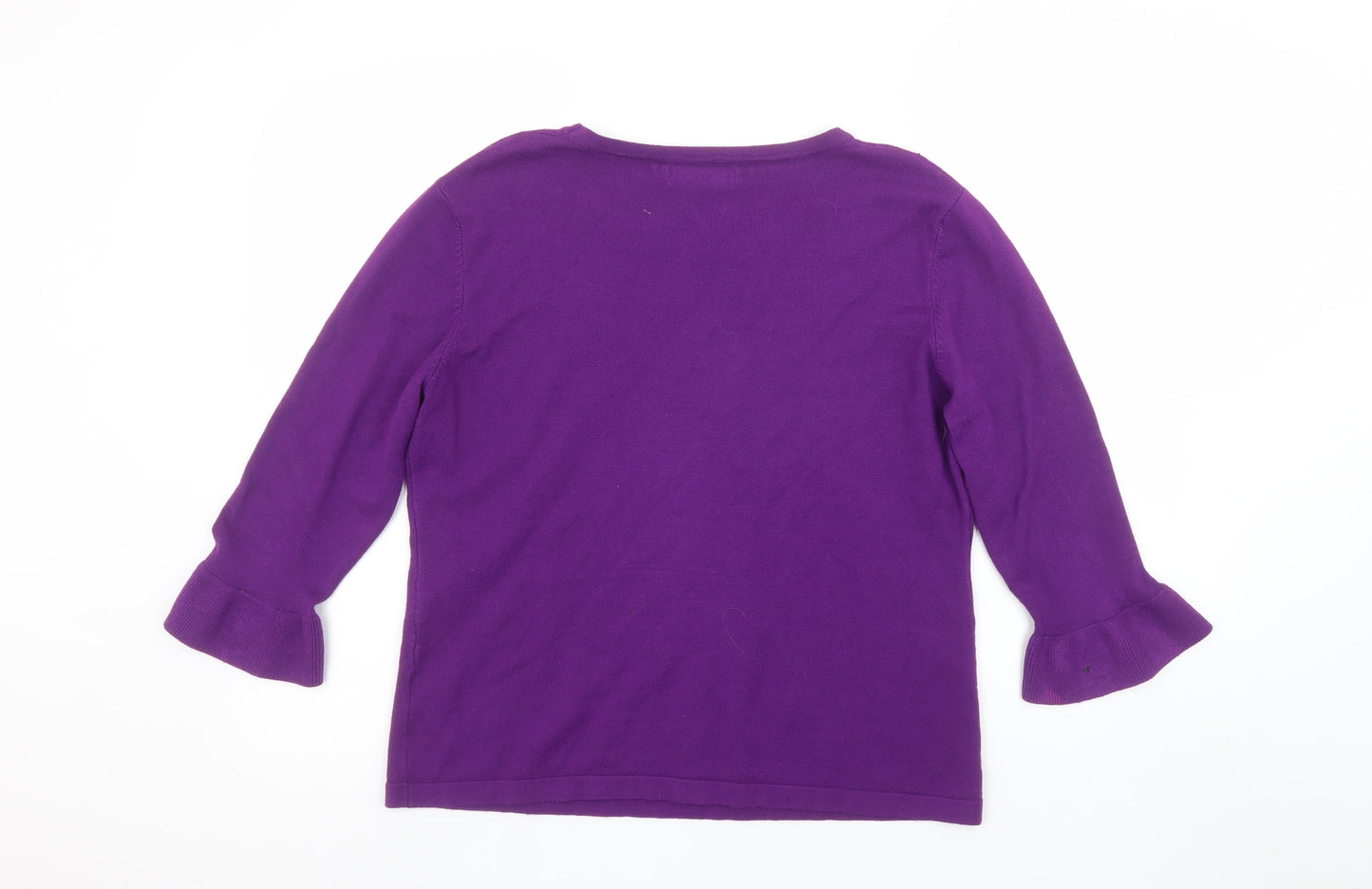 Bassini Women Purple Beaded 3/4 Sleeve Pullover Jumper M/L