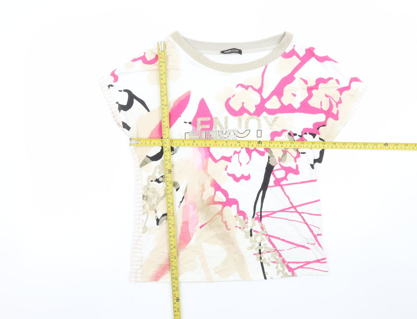Frank Walder Womens Multicoloured Short Sleeve Sequin Viscose T-Shirt Size 14