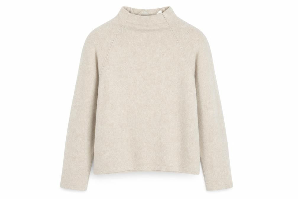 H&M Women’s Beige Mock Neck Knit Pullover Jumper XS