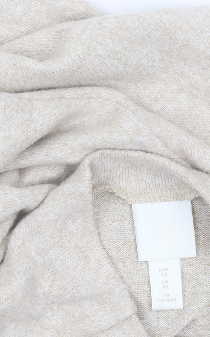 H&M Women’s Beige Mock Neck Knit Pullover Jumper XS