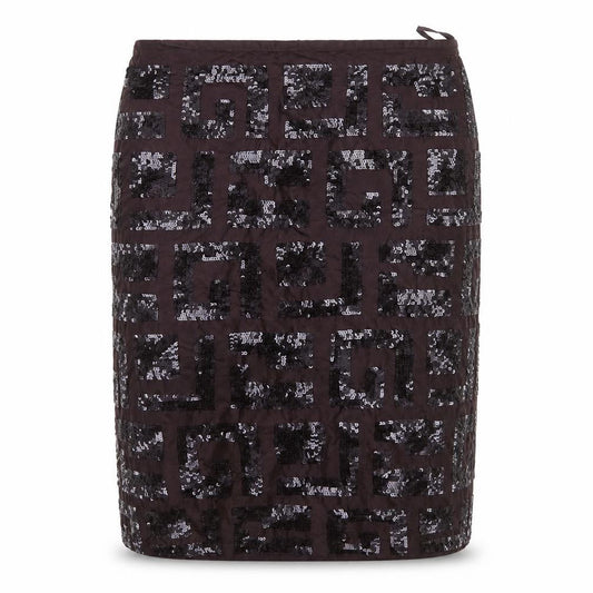 French Connection Women's Brown Sequin Silk Knee Length Pencil Skirt Size 12
