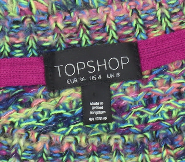 Topshop Women’s Multicoloured Chunky Knit Crew Neck Jumper Size 8