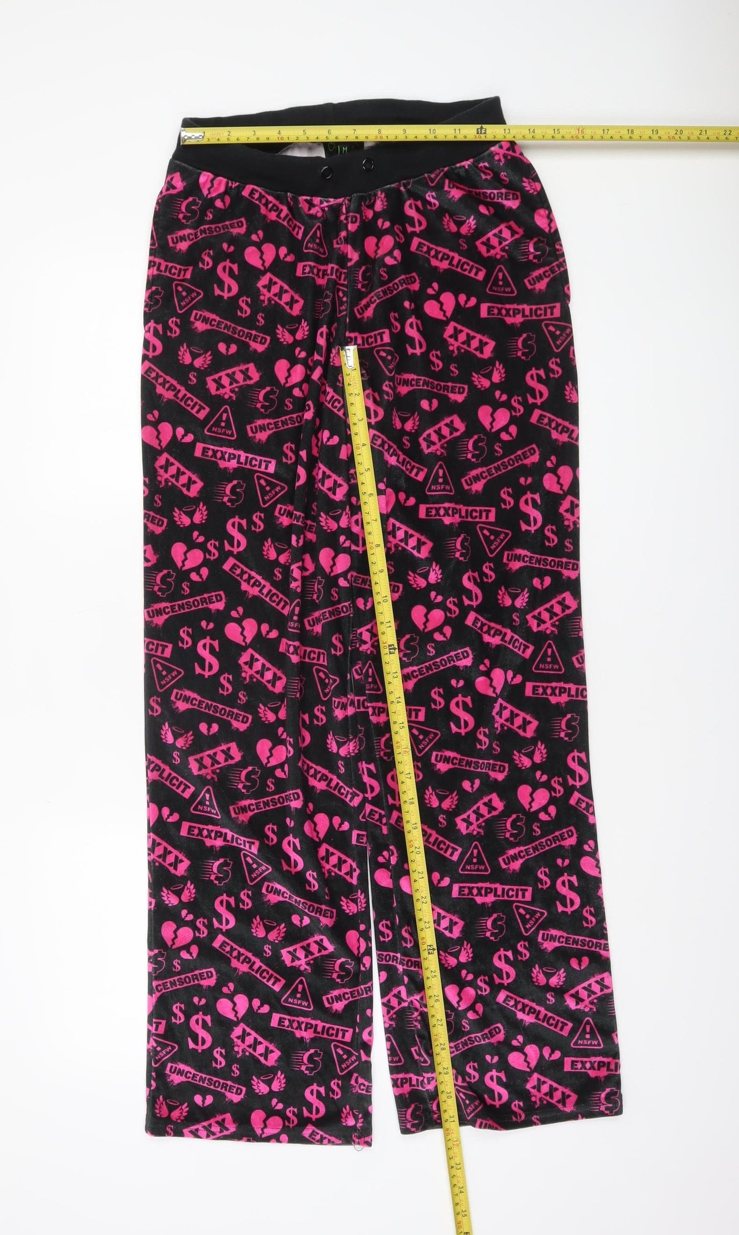 Club Exx Women’s Black Pink Graphic Velour Sweatpants M