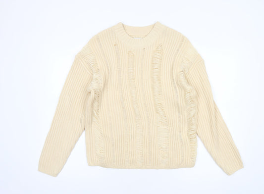 ASOS DESIGN Women’s Beige Chunky Knit Crew Neck Jumper Size 4
