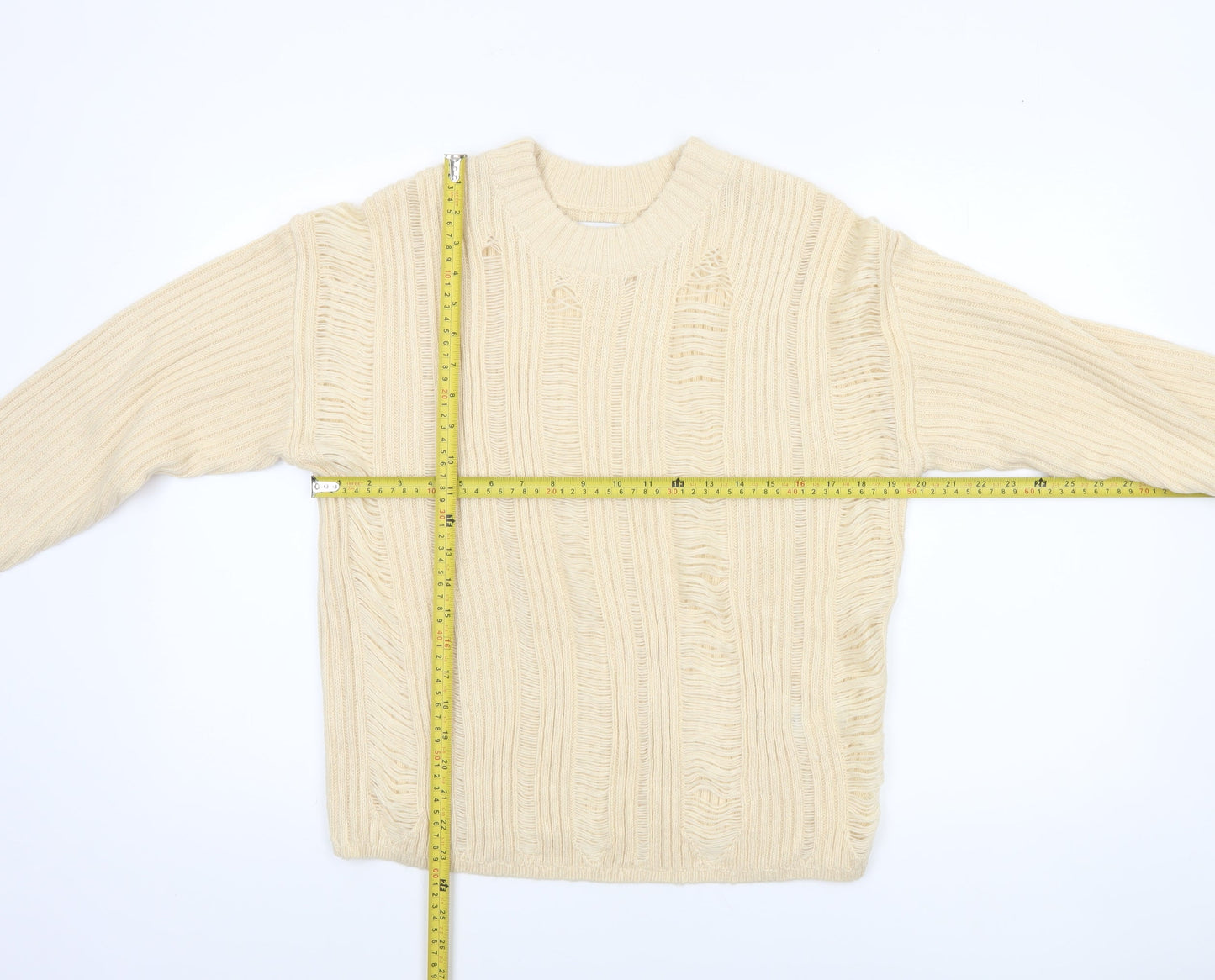 ASOS DESIGN Women’s Beige Chunky Knit Crew Neck Jumper Size 4