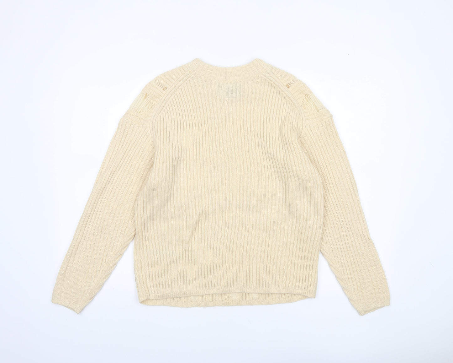 ASOS DESIGN Women’s Beige Chunky Knit Crew Neck Jumper Size 4