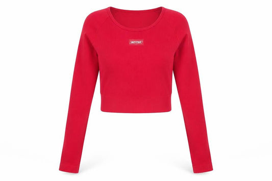 BO+TEE Womens Red Cropped Long Sleeve Athletic Top Size S