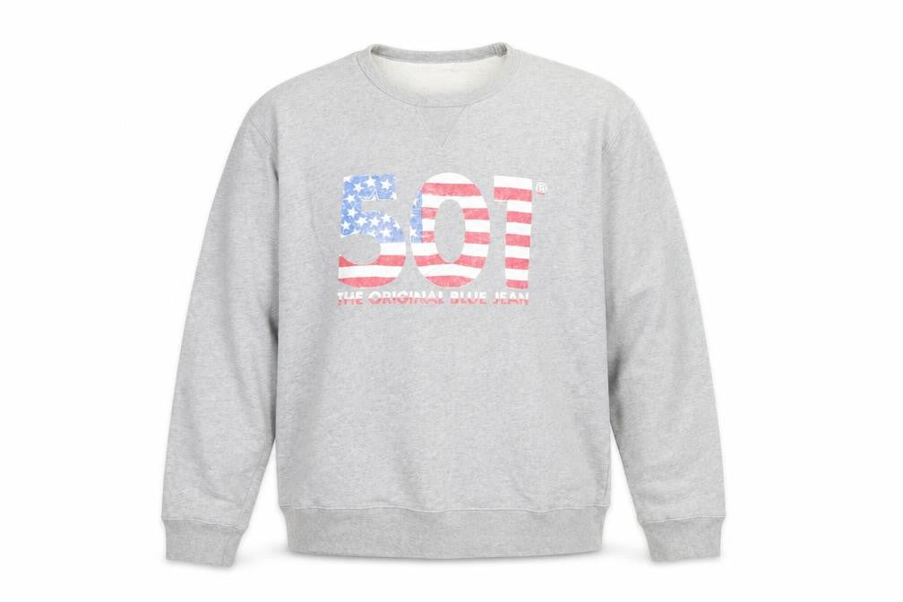 Levi Strauss & Co. Mens Grey 501 Graphic Pullover Sweatshirt XL