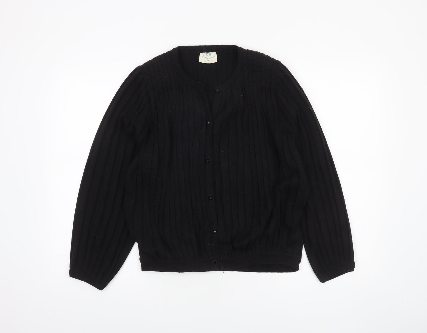 Volli Exclusive Women’s Black Wool Blend Rib Knit Long Sleeve Cardigan Size M