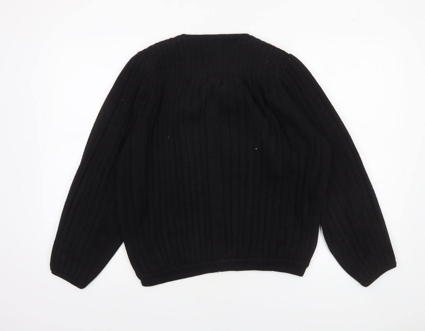 Volli Exclusive Women’s Black Wool Blend Rib Knit Long Sleeve Cardigan Size M