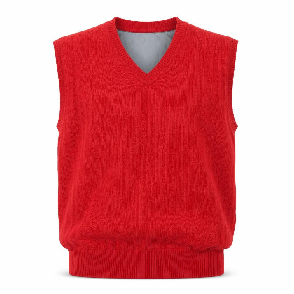 Oscar Jacobson Men's Red Wool Blend V-Neck Golf Vest L