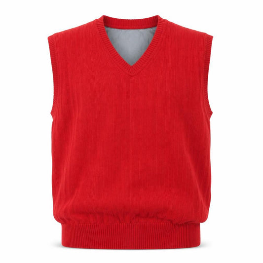 Oscar Jacobson Men's Red Wool Blend V-Neck Golf Vest L