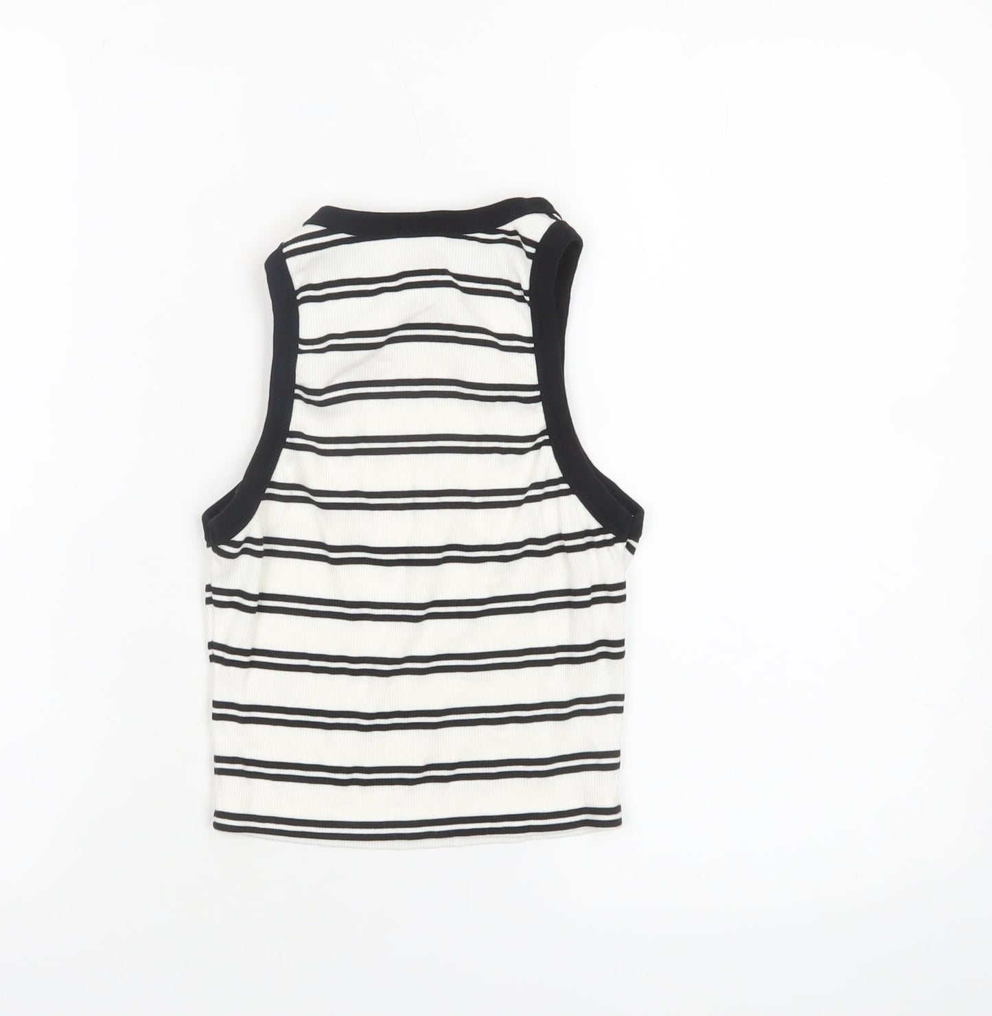 Clockhouse Women’s White Striped Cropped Tank Top XS