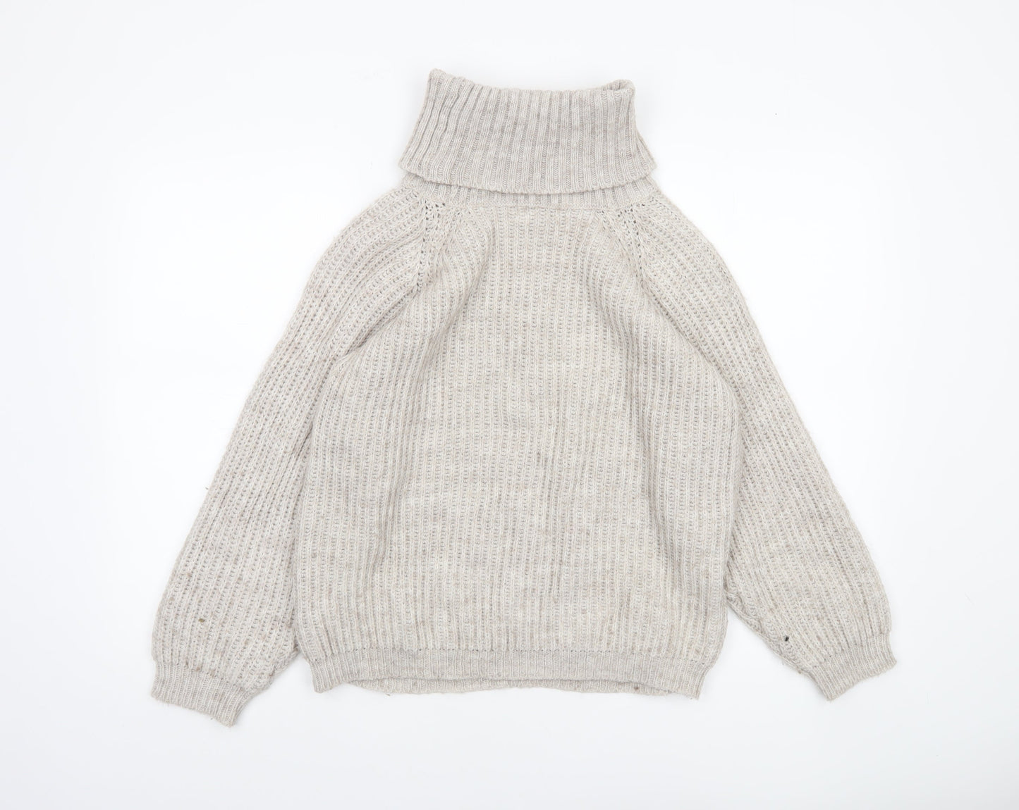 Luisa Ricci Women Beige Roll Neck Chunky-Knit Wool Jumper S