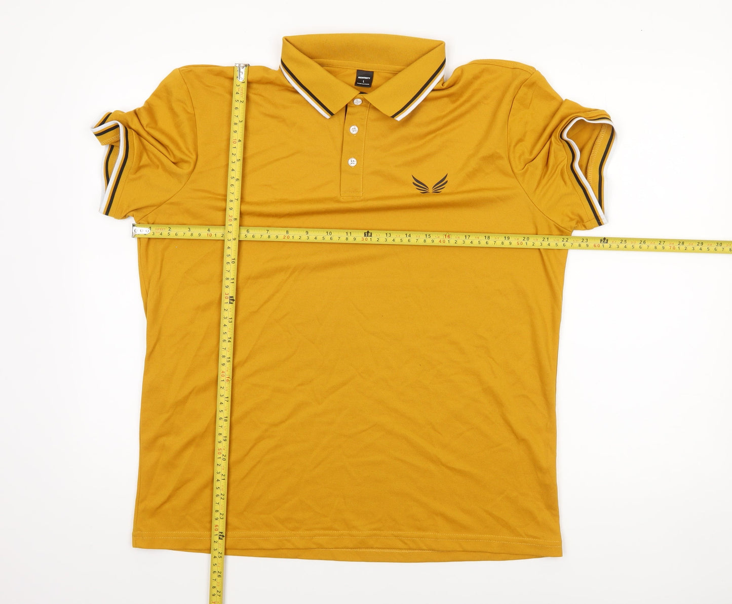 Manfinity Men's Yellow Short Sleeve Polo Shirt L Regular Fit