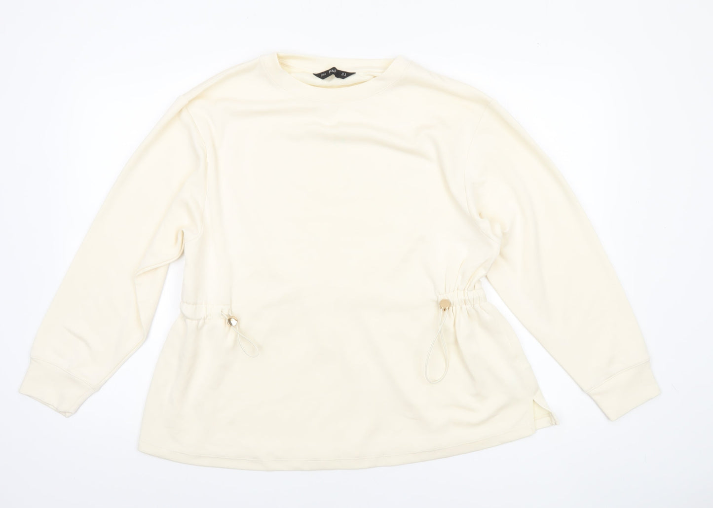 F&F Women’s Ivory Long Sleeve Tunic Top UK 12 Drawstring Detail