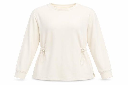 F&F Women’s Ivory Long Sleeve Tunic Top UK 12 Drawstring Detail