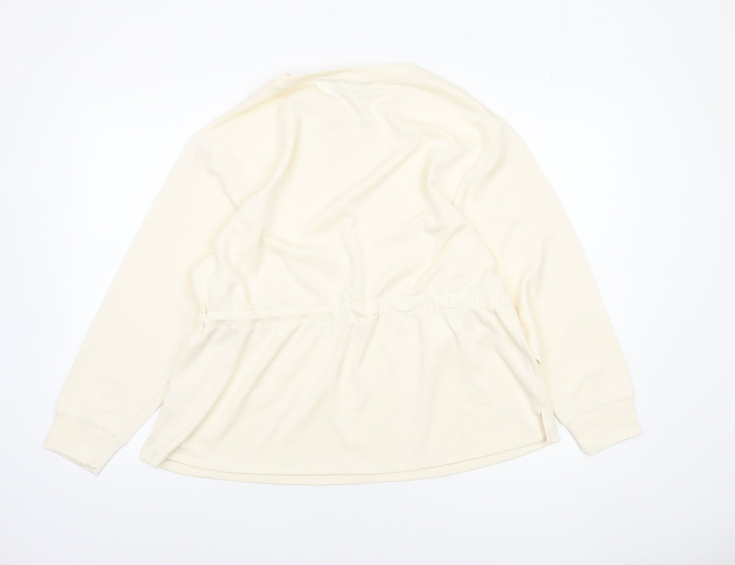 F&F Women’s Ivory Long Sleeve Tunic Top UK 12 Drawstring Detail