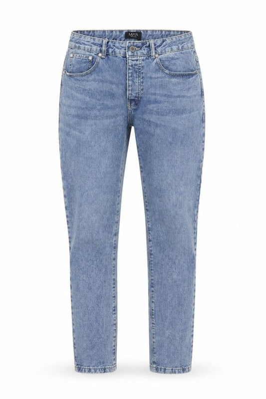 boohooMAN Men’s Blue 32L Straight Fit Denim Jeans