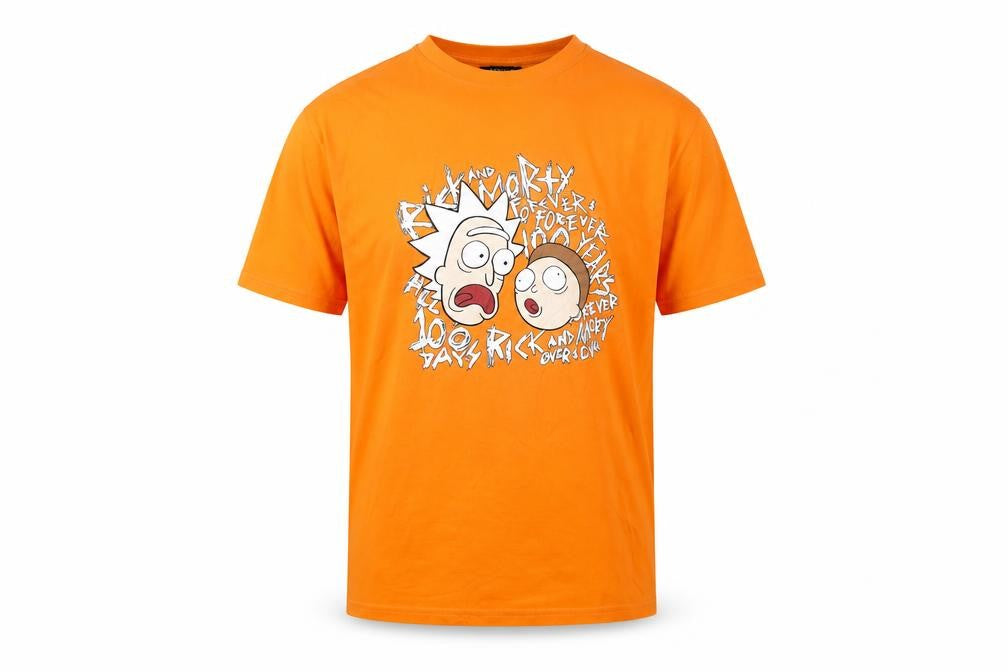 Destiny Mens Orange Rick and Morty Graphic Short Sleeve T-Shirt L