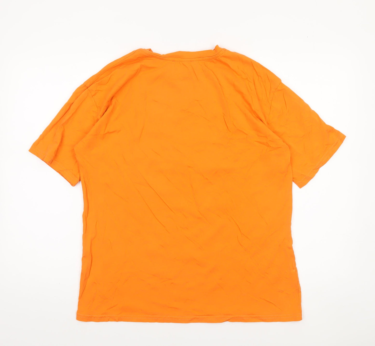 Destiny Mens Orange Rick and Morty Graphic Short Sleeve T-Shirt L