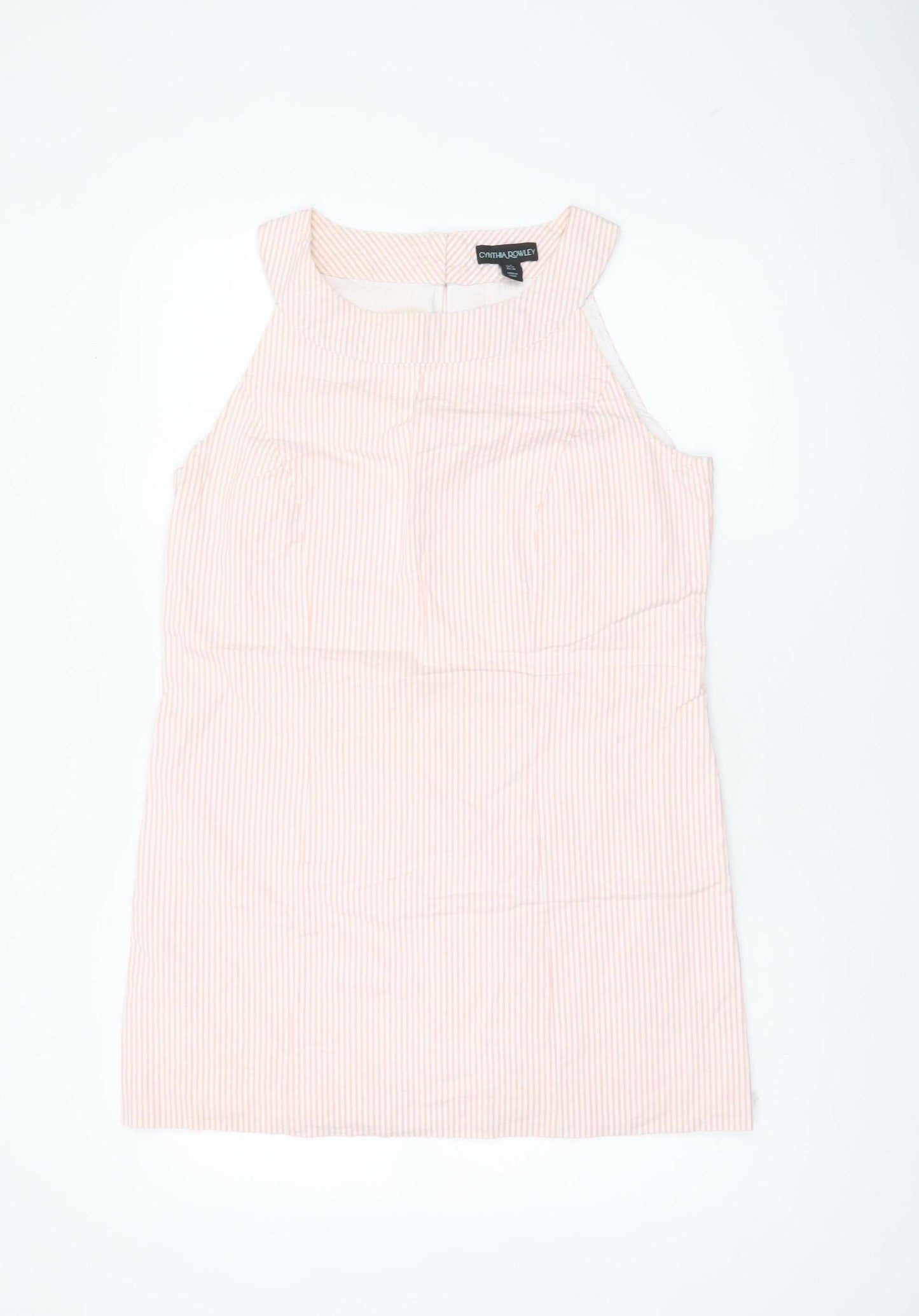 Cynthia Rowley Women's Pink Striped Sleeveless Shift Dress Size 12