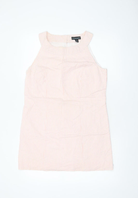 Cynthia Rowley Women's Pink Striped Sleeveless Shift Dress Size 12