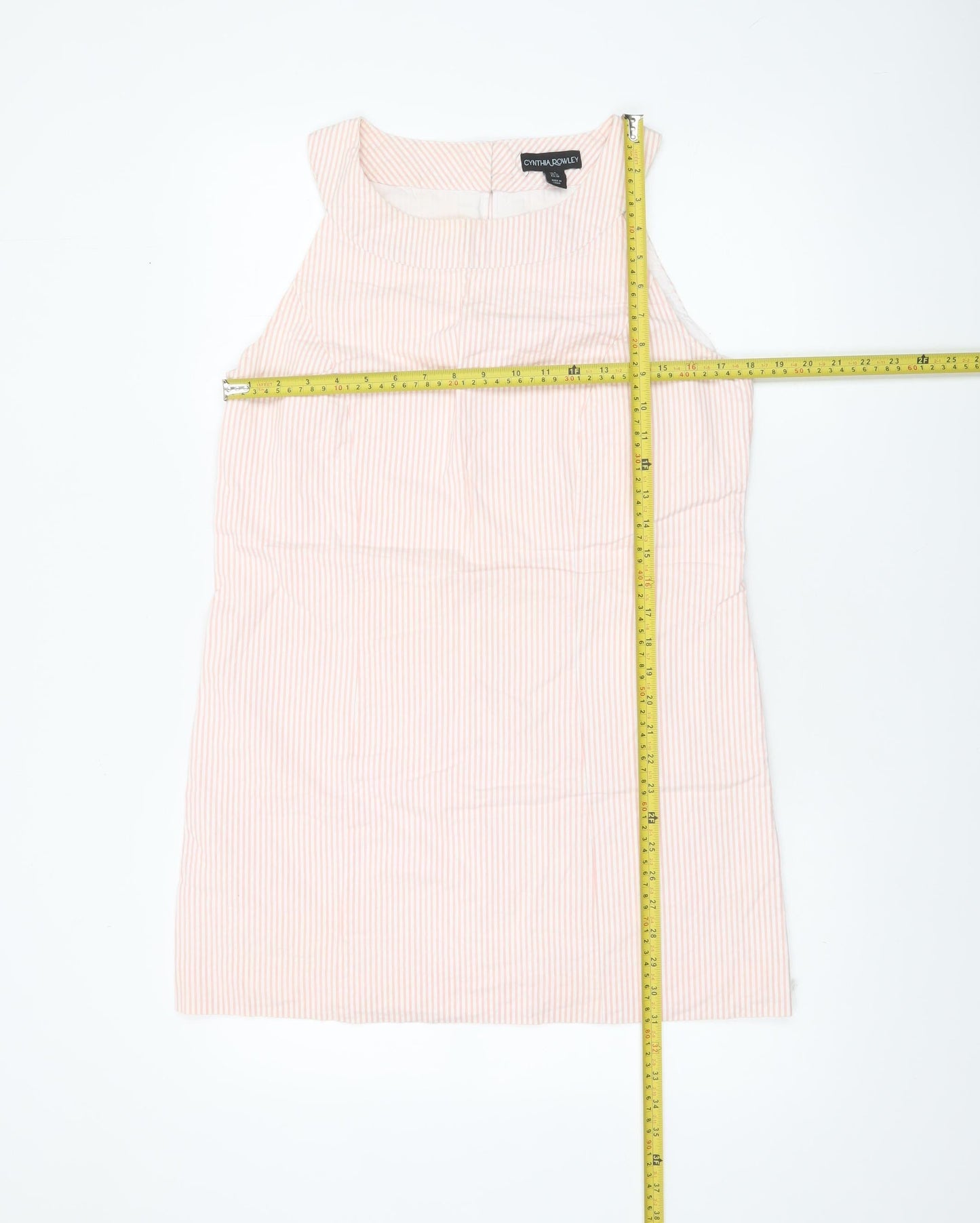 Cynthia Rowley Women's Pink Striped Sleeveless Shift Dress Size 12