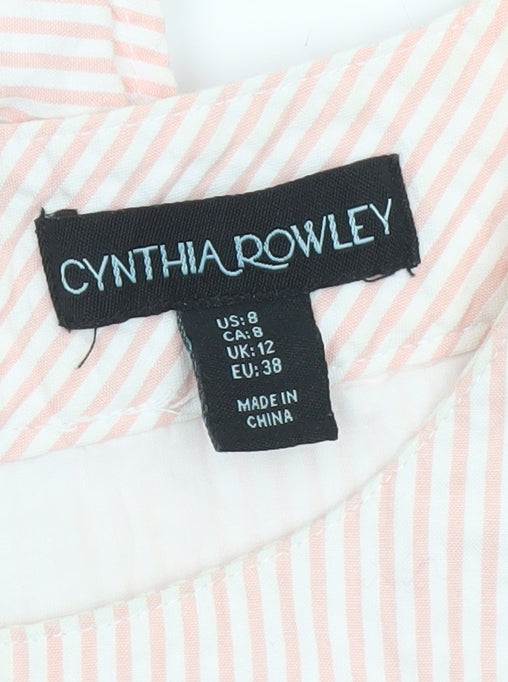 Cynthia Rowley Women's Pink Striped Sleeveless Shift Dress Size 12