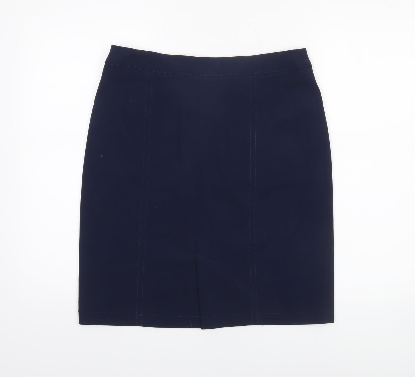 Brandtex Women Blue Size 12 Pencil Skirt Stretch Zip Detail