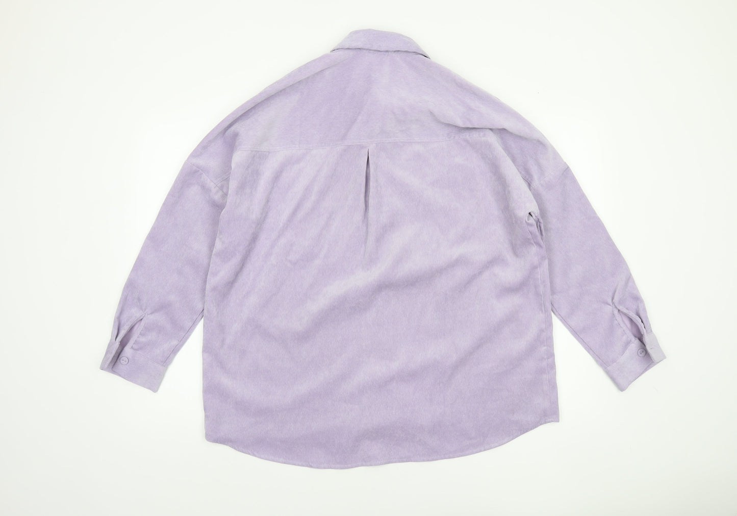 Stradivarius Womens Purple Corduroy Button-Up Long Sleeve Shirt Size 12