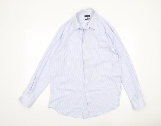 Dunnes Stores Men's Blue Check Regular Fit Long Sleeve Dress Shirt 15.5in 40cm