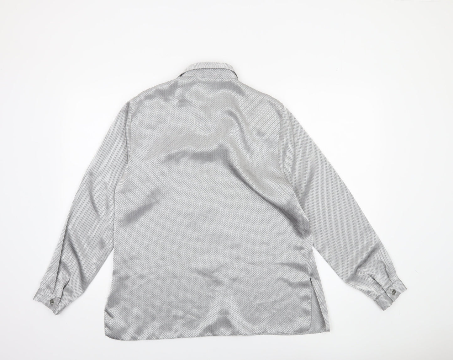 Fosby Design Women Silver Geometric Button-Up Long Sleeve Shirt Size 14