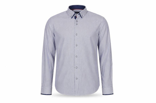 Advise Men's Blue Striped Tailored Dress Shirt L Cotton Blend