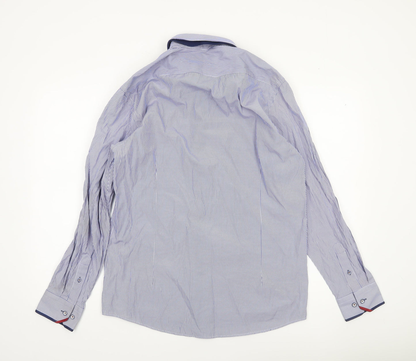 Advise Men's Blue Striped Tailored Dress Shirt L Cotton Blend