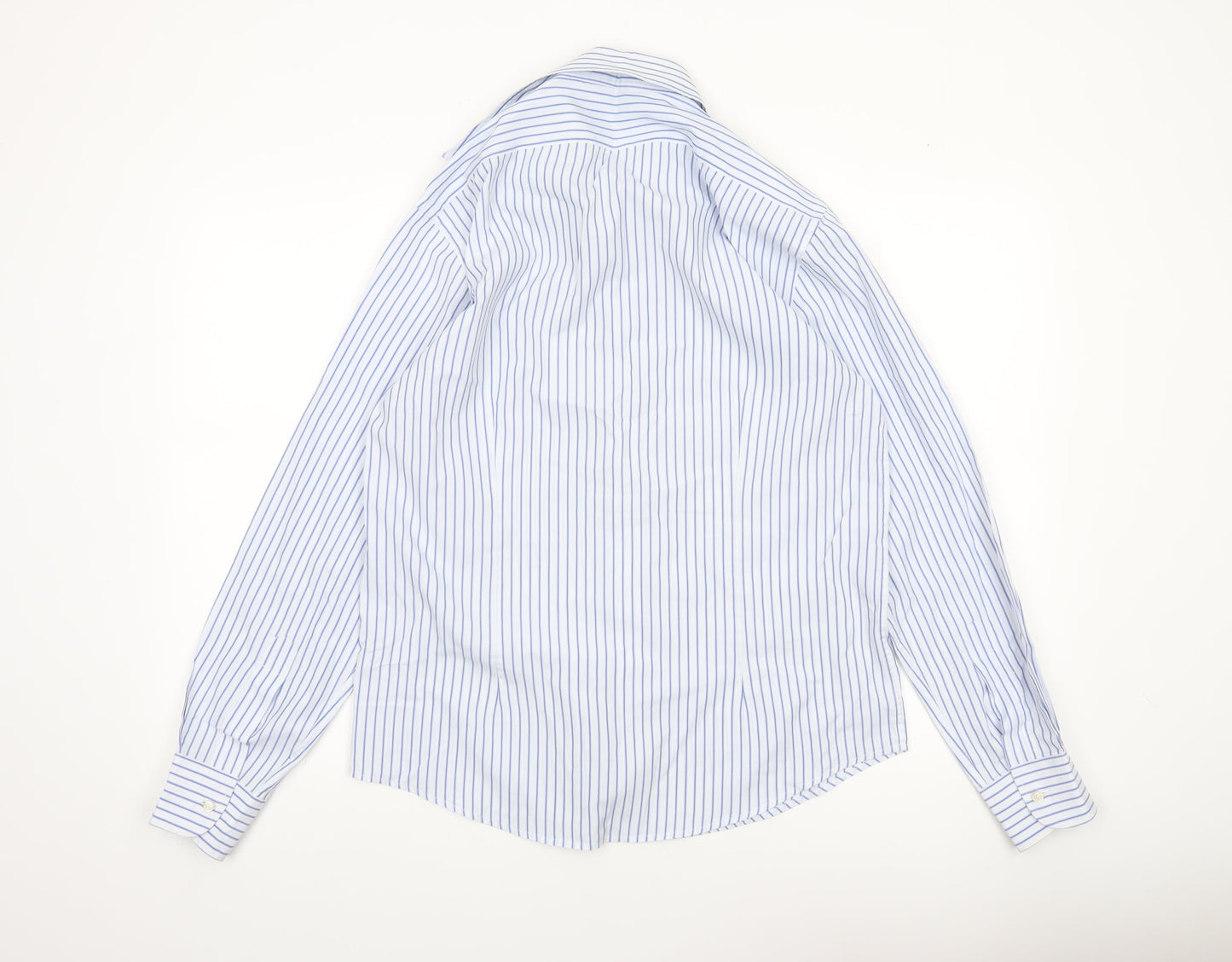 Austin Men's Blue Striped Long Sleeve Cotton Dress Shirt L