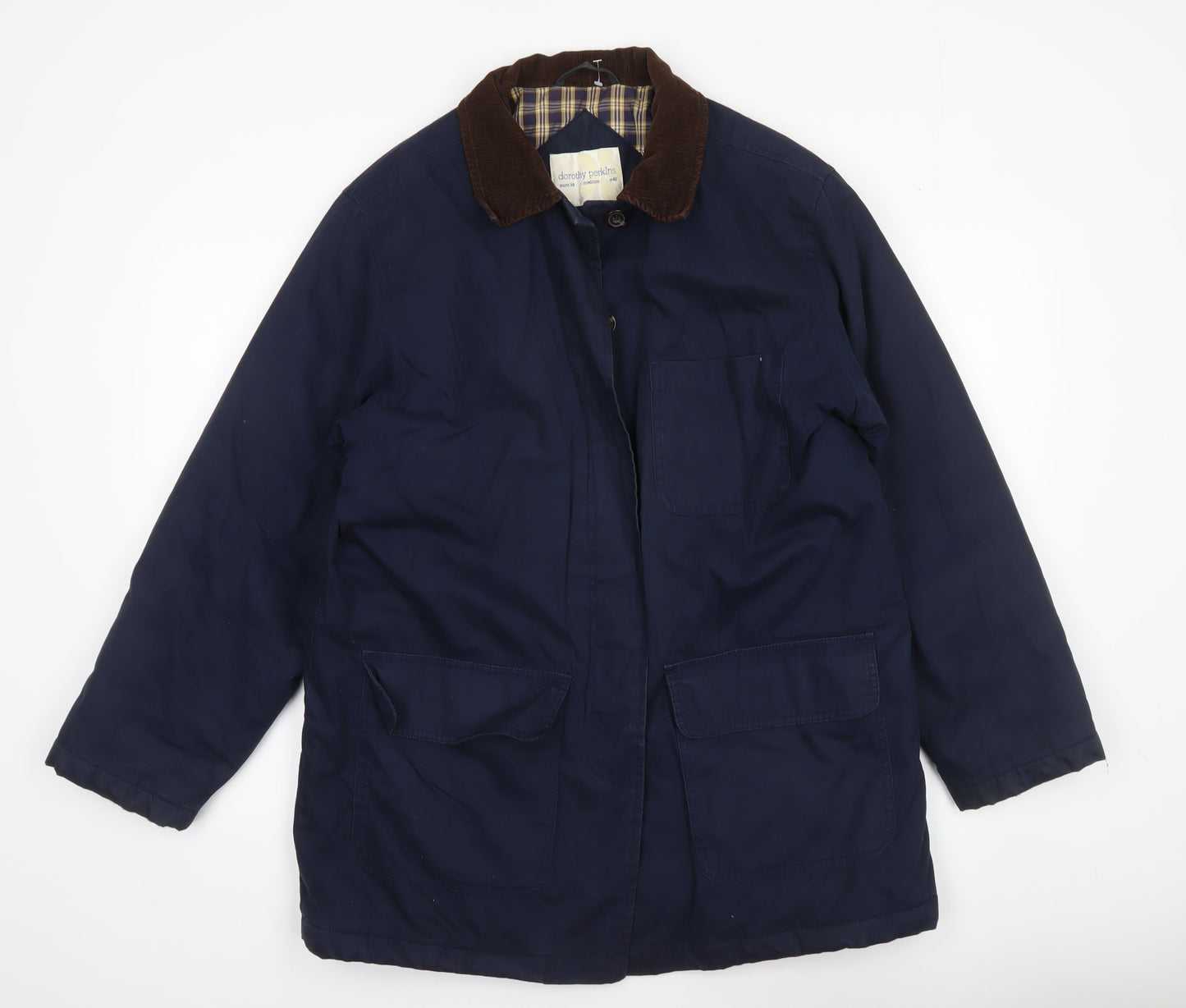 Dorothy Perkins Unisex Blue Cotton Overcoat Size M 38in