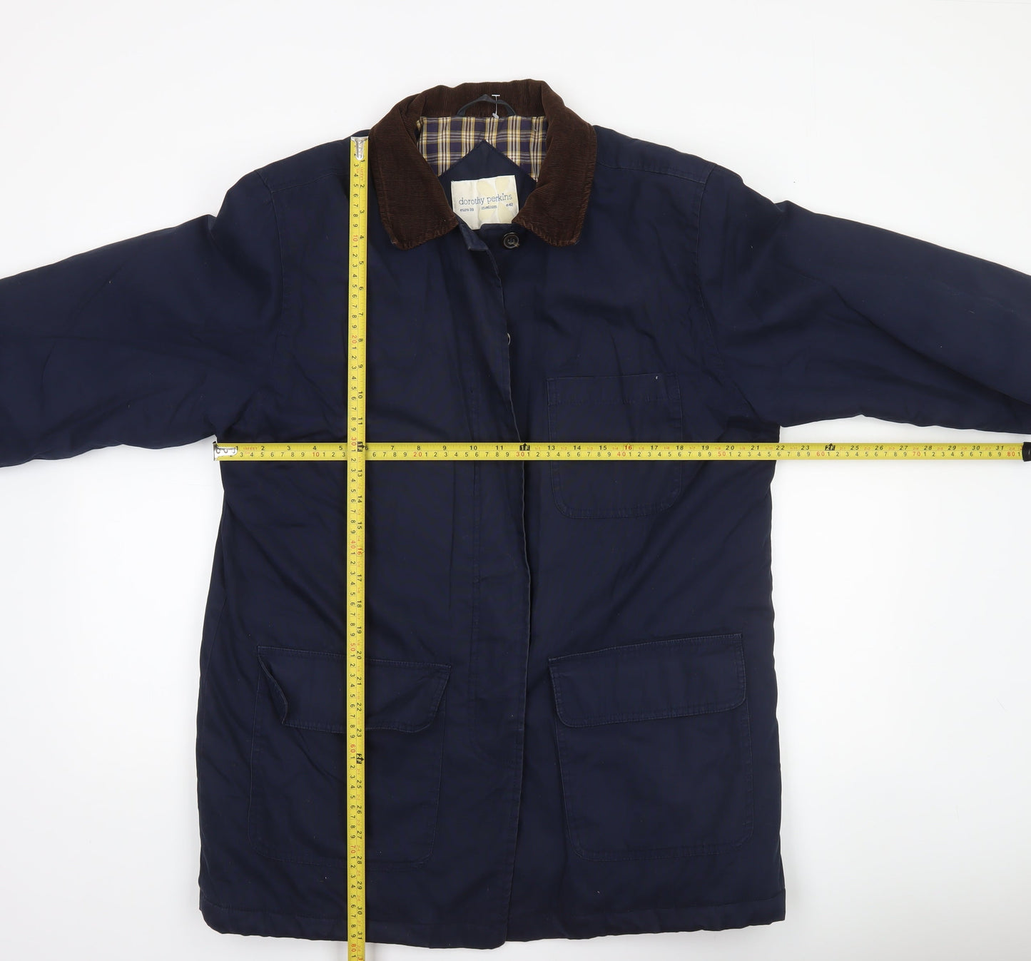 Dorothy Perkins Unisex Blue Cotton Overcoat Size M 38in
