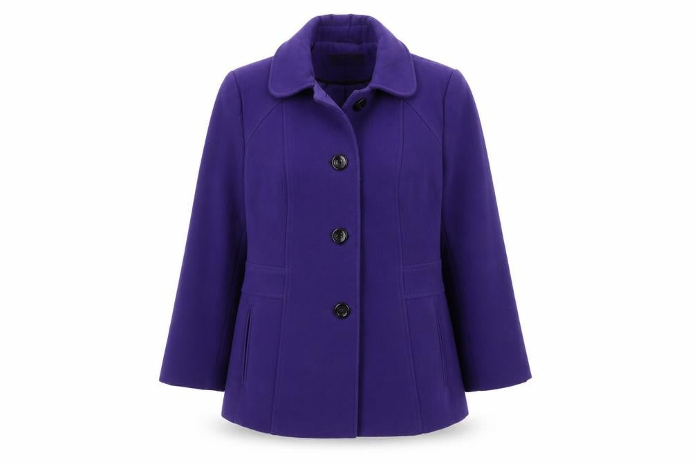 BHS Womens Purple Mid-Length Pea Coat Size 12 Classic Workwear
