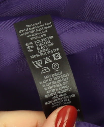 BHS Womens Purple Mid-Length Pea Coat Size 12 Classic Workwear