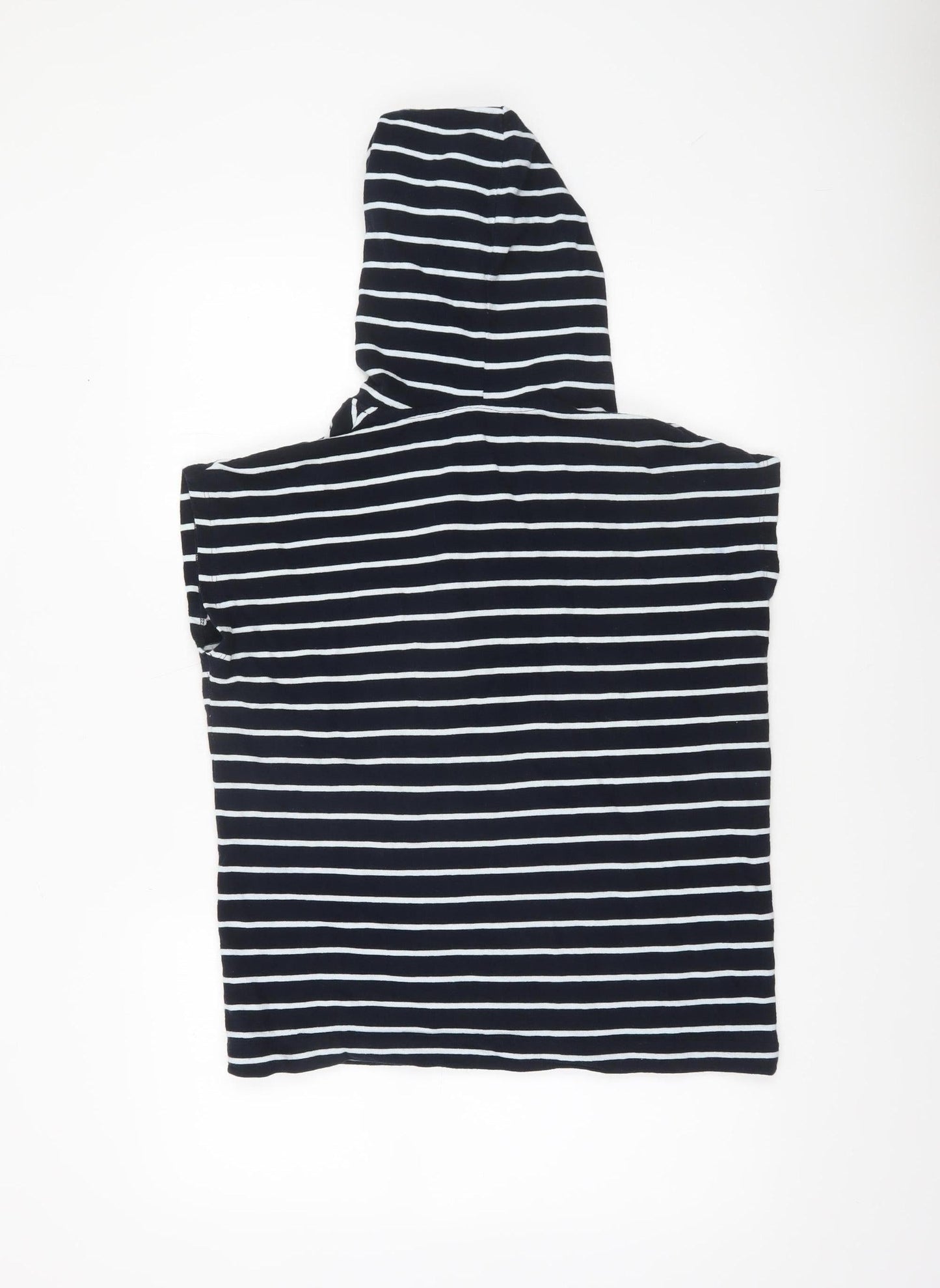 Tu Women’s Blue White Striped Sleeveless Hooded Cotton T-Shirt Size 10
